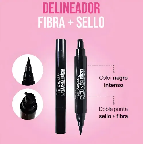 Delineador Ojos + Sello The Casier Eyeliner Pink21 Negro