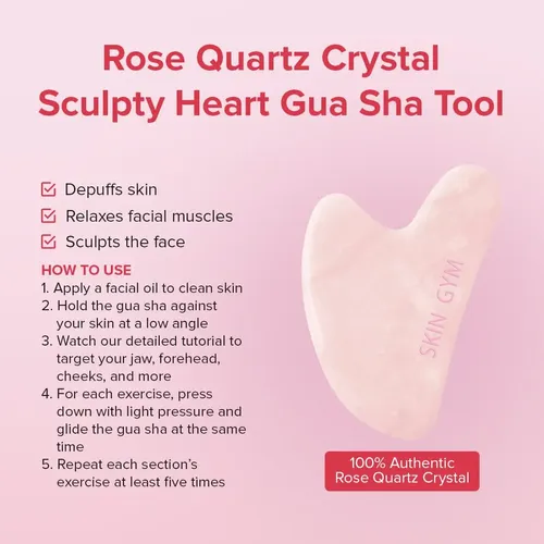 Masajeador Facial Skin Gym Rose Quartz Sculpty Heart Gua Sha
