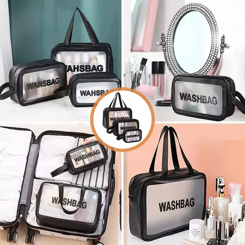 Estuches De Maquillaje Bolsa Cosmetiquera Set 3 Neceser Negro