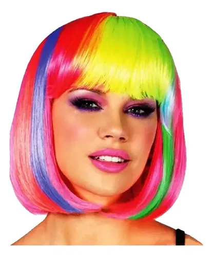 Peluca Corta Multicolor