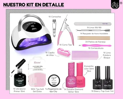 Kit Uñas Esculpidas Soft Gel Set Uv Completo Semipermanente