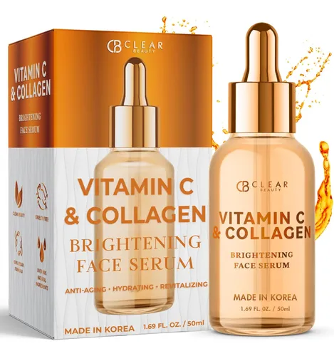 Sérum De Vitamina C Para Rostro Con Colágeno De 1.69 Onzas L Todo Tipo De Piel Día/noche