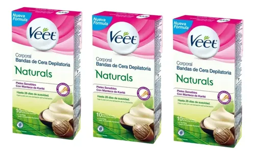 Pack Banda Depilatoria Veet Naturals Piel Sensible 10 U