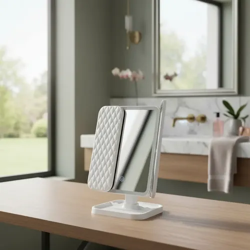Espejo De Maquillaje Pantalla Táctil Luz Led Giratorio 180
