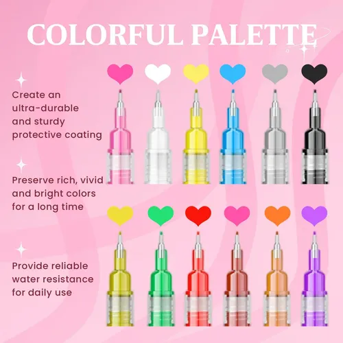 Marcador De Uñas, Nuevos Bolígrafos Para Uñas De 12 Colores,
