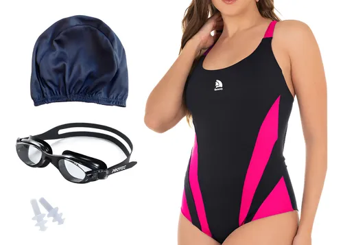 Malla Natacion Enteriza Antiparra Gorro Tapones Quickly 1178