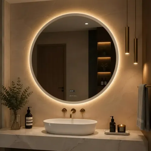 Espejo Digital Luz Led Circular 70cm Táctil Desempañador