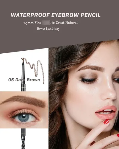 Lápices De Cejas Marrón Oscuro Ultra Fino 6 Unidades Profiss
