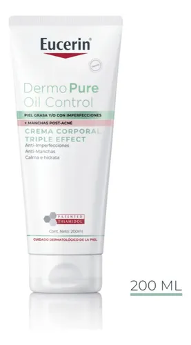 Eucerin DermoPure Triple Effect Crema Corporal, Piel Grasa e Imperfecciones, 200 ml