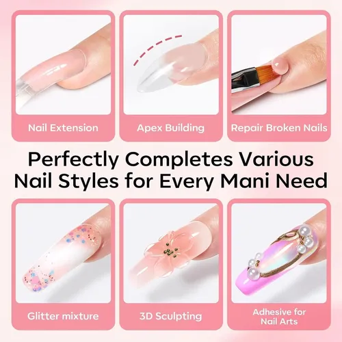 Kit Polygel Para Uñas Modelones 3 Colores Con Moldes Y