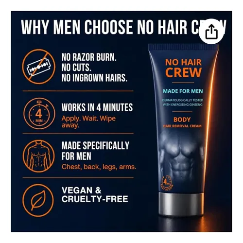 No Hair Crew Crema Depilatoria Body Para Hombres/sin Dolor