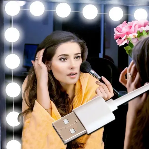 Luces Led Usb Espejo Camarin 10 Focos Maquillaje Depósito
