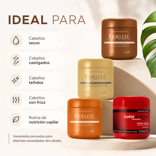 Kit 4 Máscaras Fidelité Coco Keratina Almendra Ácida X270