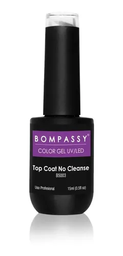Top Coat Sin Clarificado Semipermanente Bompassy 15ml Led Uv