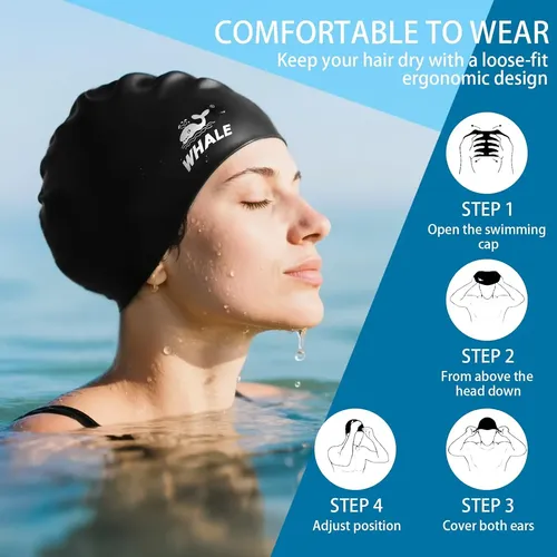 Gorro De Natación De Silicona Whale Impermeable, Antidesliza
