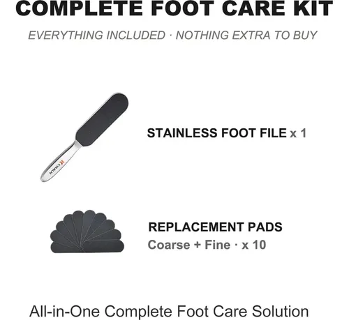 Kit De Cuidado De Pies Premium Con Lima De Acero Inoxidable