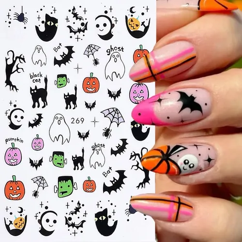 6 Uds Pegatinas De Uñas De Halloween Arte De Uñas Calavera