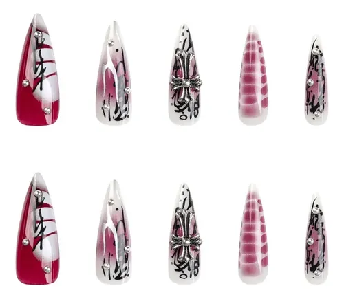 Puntas De Uñas Postizas Con Degradado Estampadas En Caliente