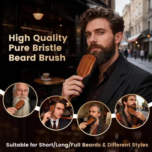 Cepillo Para Barba Y Cabello Suroseate Cerdas De Jabalí