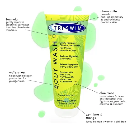 Gel De Baño Triswim Que Elimina El Cloro Y Humecta Para Nada