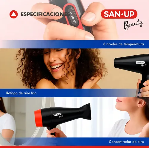 Secador De Pelo San Up Thermadry Con Concentrador Color Negro