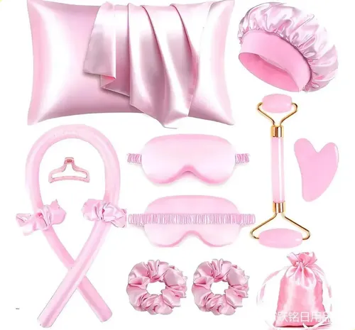 Set 12 Piezas Rizadores Sin Calor Con Funda Y Accesorios Rosa