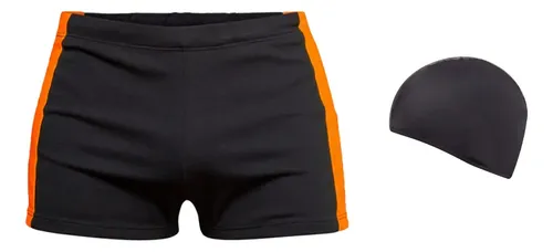 Short Natacion Hombre Resistente Cloro Con Gorra Repele Agua