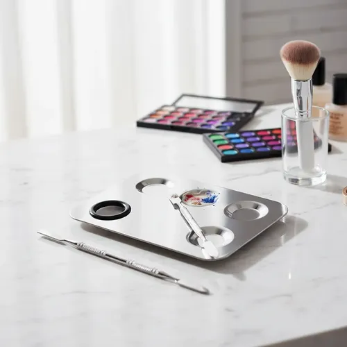 Paleta Mezcladora Y Espatula De Acero Para Maquillaje