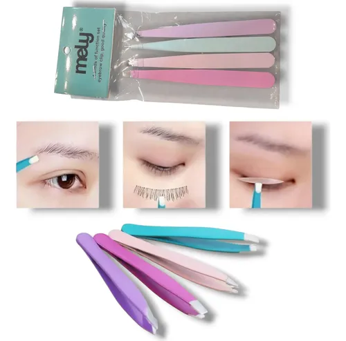Set De Pinzas De Cejas X4 Recta Diagonal Fina Y Punta Mixta