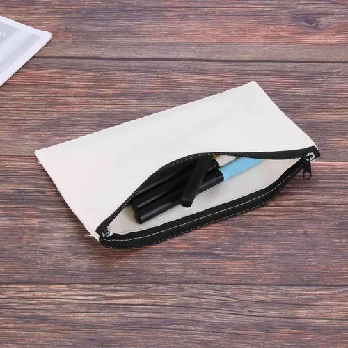 50 Bolsas De Maquillaje De Lona Con Cierre, Estuche En Blanc
