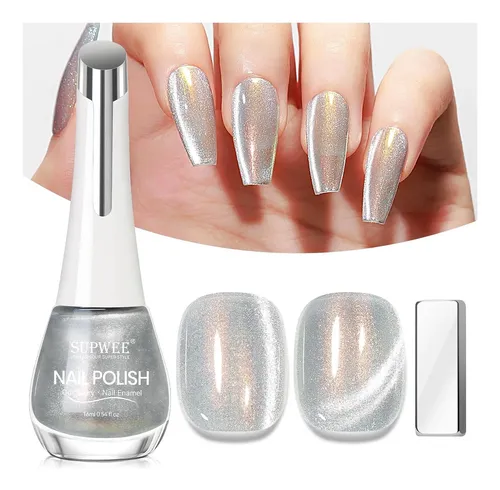 Esmalte Cat Eye Magnético Aurora Silver 16 Ml, Rápido