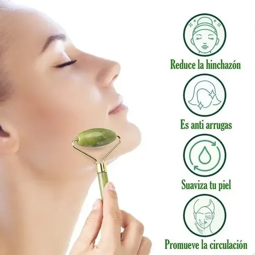 Jade Roller Y Piedra Gua Sha Masajeador Facial Set Original