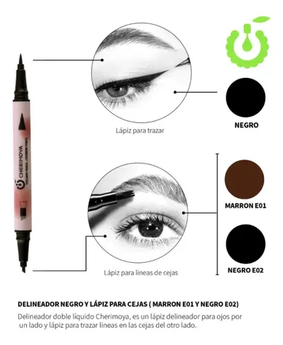Lápiz Delineador y para Cejas Cherimoya Negro y Marrón a Prueba de Agua