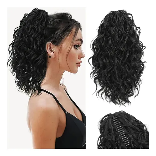 12 Extensiones De Cabello Rizado En Clip Para Coleta
