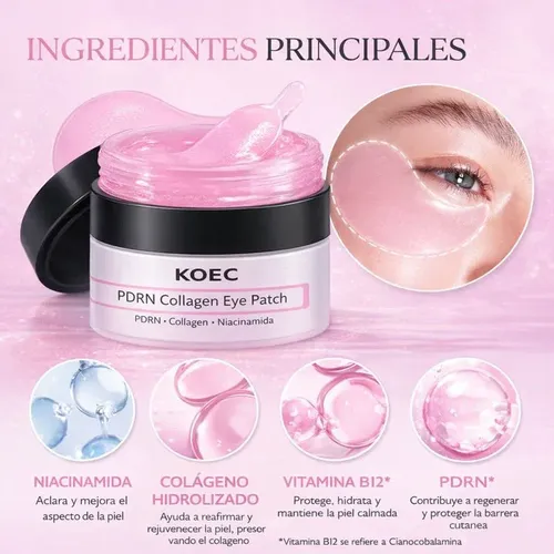 Parche Ojeras Pdrn+colageno+niacinamida 30pares Koec