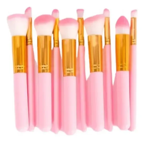 Set De Brochas Kabuki 10 Piezas Para Maquillaje Colores