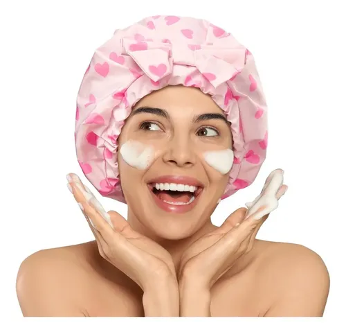 Gorro De Baño Doble Capa Con Lunares, Elástico, Para El Cabe
