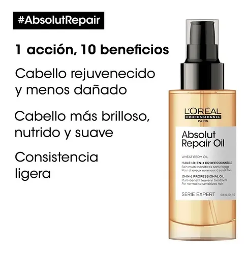 Sérum Absolut Repair Loreal 10 En 1 Reparación Capilar 90ml