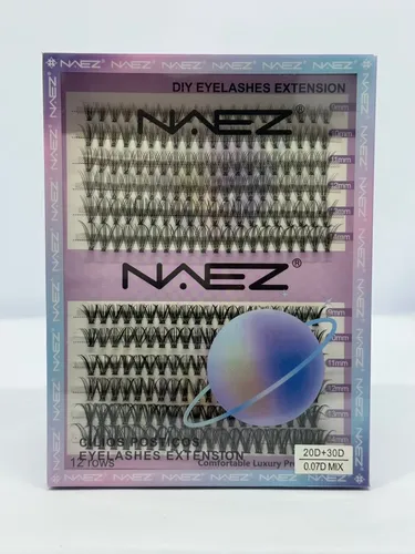Set Pestañas Postiza Naez 0.07d 12 Filas Extensiones 20p 30p