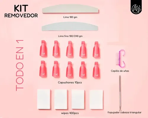 Kit Removedor Esmalte Soft Gel Uñas Semipermanente Manicura
