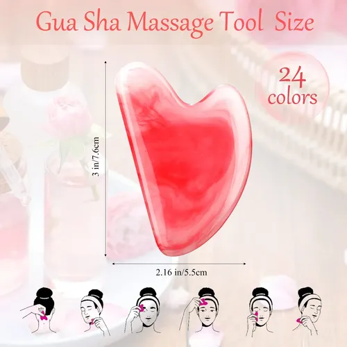 Gua Sha Facial Tool Sherr, Piedras De Masaje De Resina, 24 U