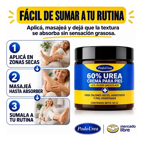 Podourea Crema Hidratante Para Pies Y Talones Secos 60% Urea 50cc