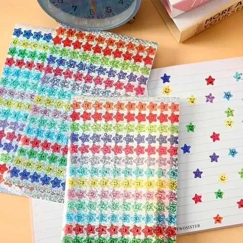 750pcs Pegatinas Estrellas Caras Feliz Premios Maestro