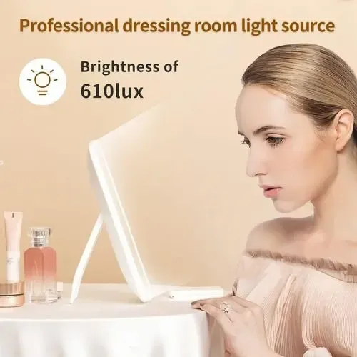Espejo De Maquillaje Luz Led Con Soporte Touch Usb 3 Modos