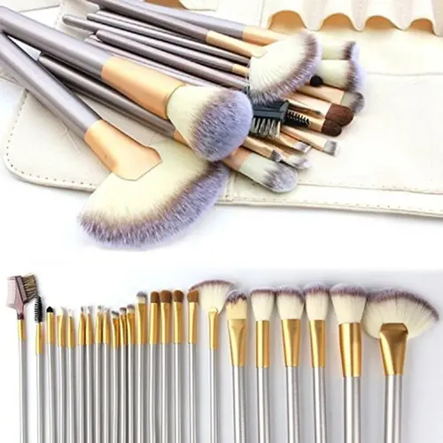 Set 24 Brochas Pinceles Maquillaje Premium Con Estuche