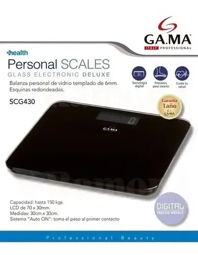 Balanza Personal Vidrio Dig Scale Scg-430 (5874) Negro Ga.ma