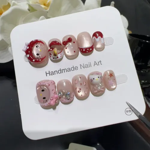 Calidad Superior Parche De Uñas Con Lazo Rosa Pellizcado A