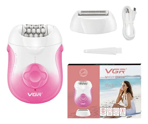 Depiladora Eléctrica Mujer Facial Corporal 2 en 1 VGR V-727 Color Blanco y Rosa
