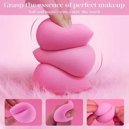 6 Pcs Beakey Super Soft Makeup Sponge Set Pink Latex Free