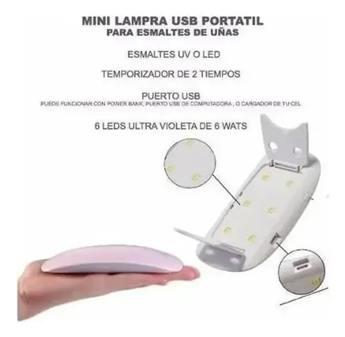 Cabina De Uñas 6w Lampara Luz Led Secador Uv Manos Esculpida
